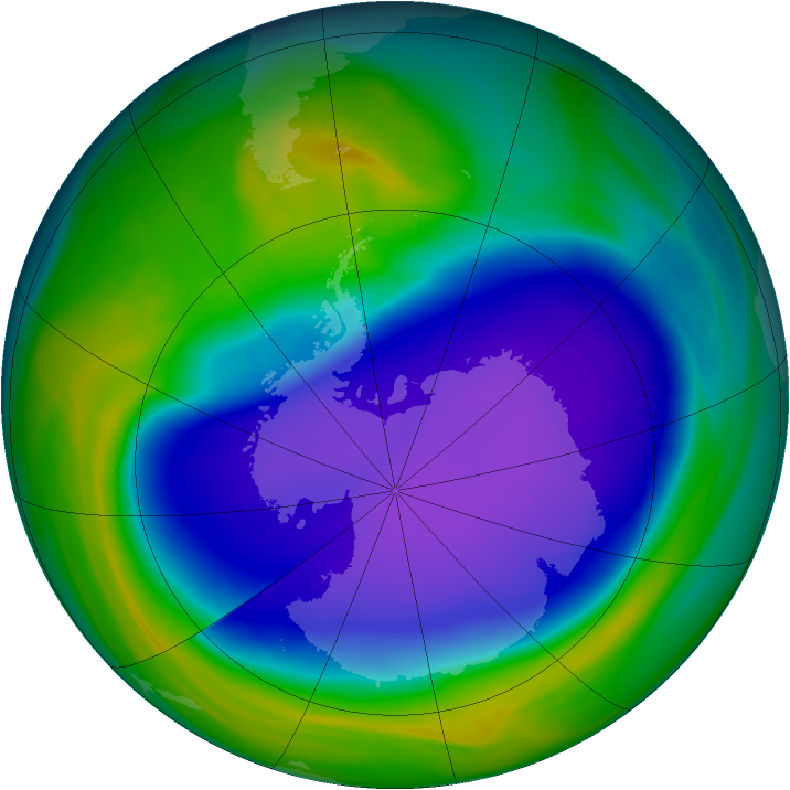 Antarctic ozone map for 15 October 2006